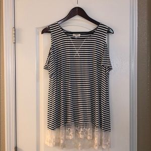 Striped cold shoulder tunic
